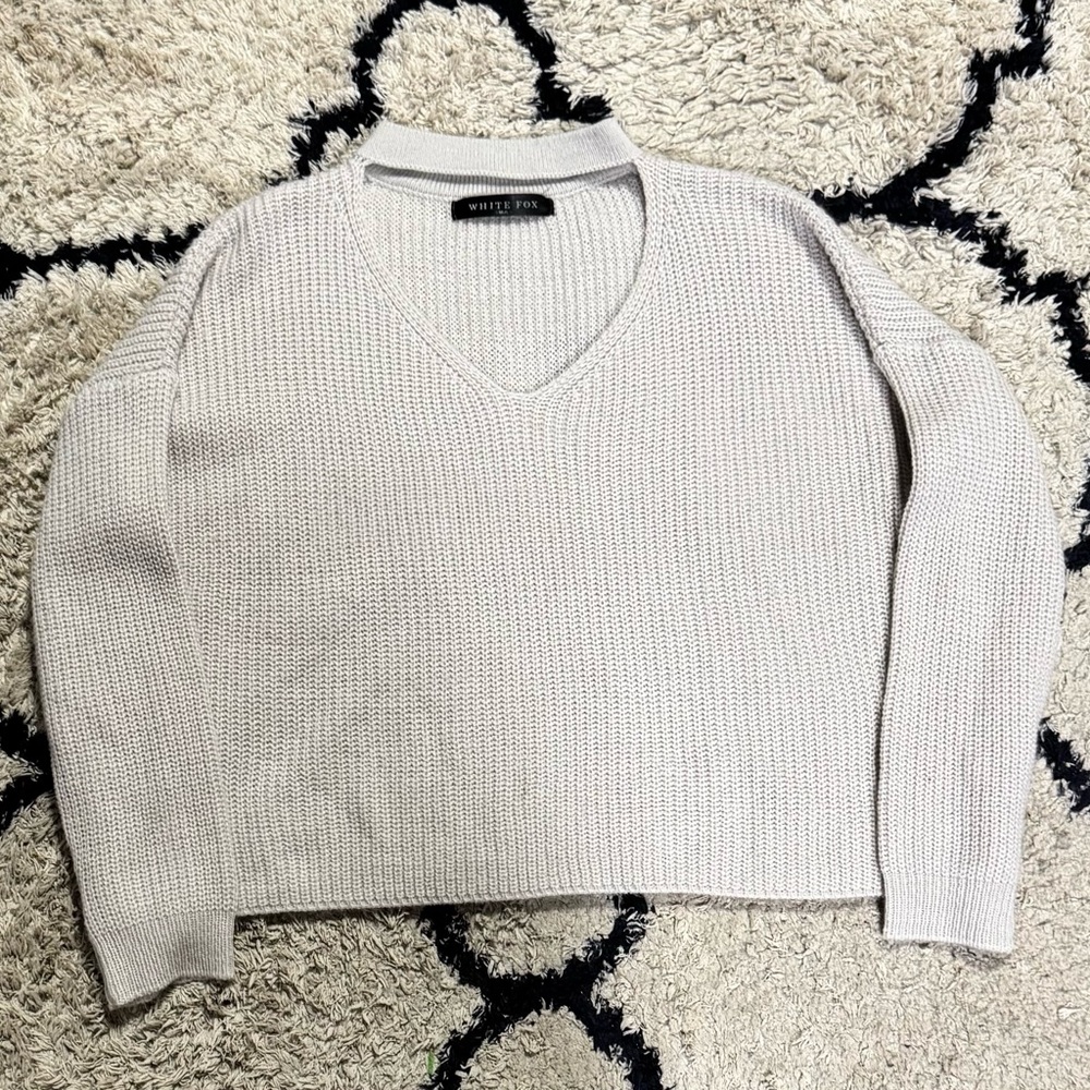 White Fox Boutique V-Neck Sweater in Cream